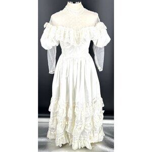 Country Elegance Wedding Dress 70s Victorian Sz 10 Layers Vintage